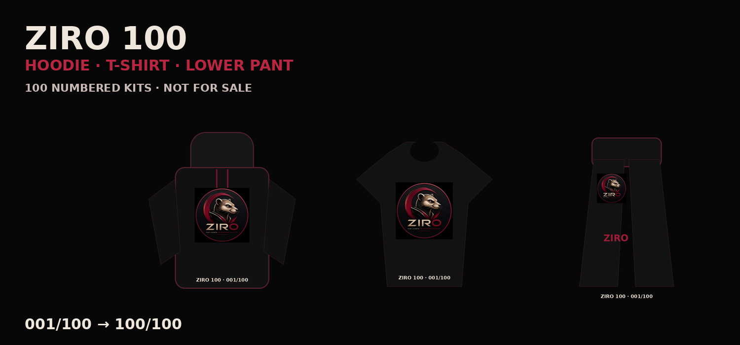 ZIRO 100 hoodie, T-shirt and lower pant kit